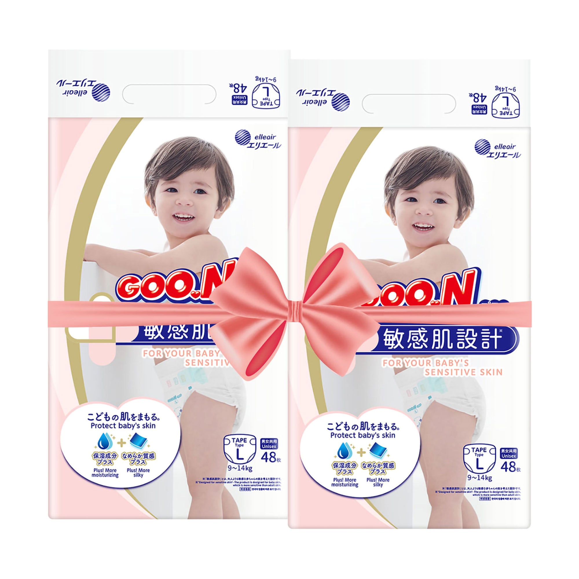 Підгузки Goo.N Plus розмір L (9-14 кг), 2*48 шт
